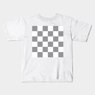 Gray and white checkerboard print Kids T-Shirt